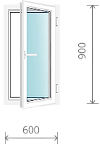 Пластиковое окно (одностворчатое,с поворотно-откидной створкой), 600x900 мм